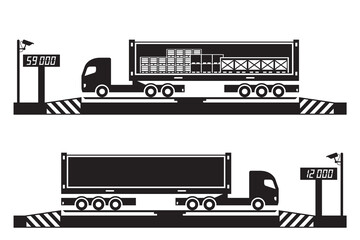 Truck at weighbridge scale &ndash; vector illustration