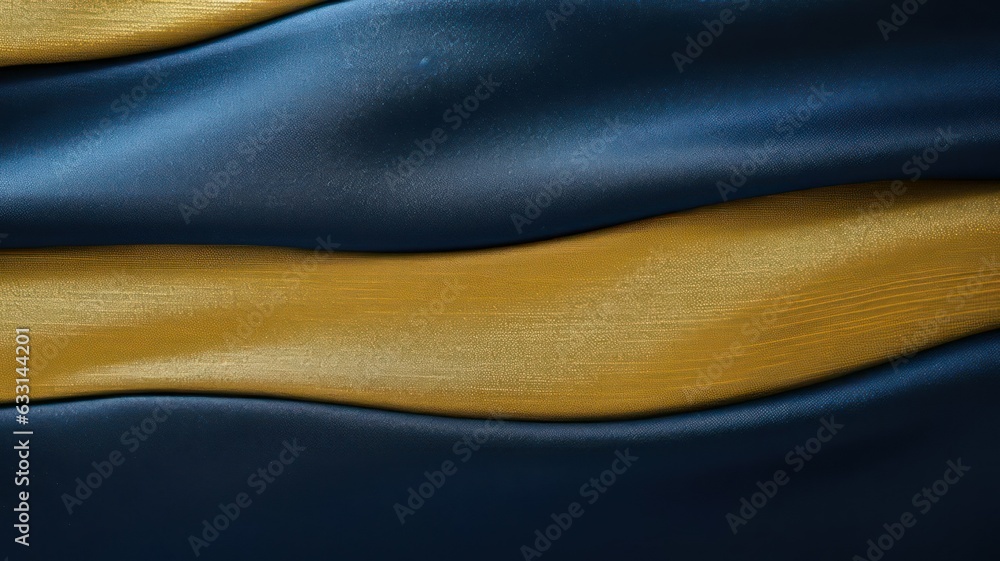 Poster Close up of a blue and gold fabric texture created with Generative AI