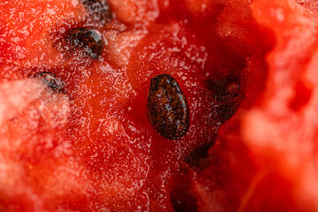Watermelon bone. Ripe watermelon pulp