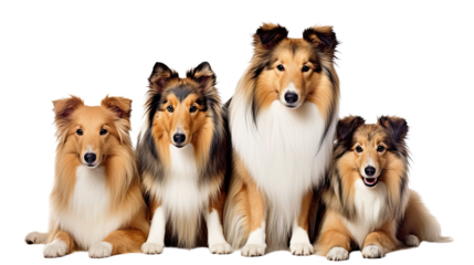 Collie dogs looking at the camera isolated on transparent background
