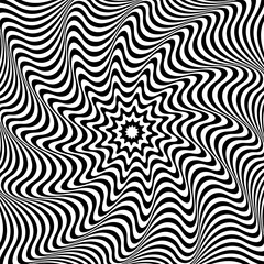 Obraz premium Rotation Whirl Motion and 3D Illusion in Abstract Op Art Wavy Lines Pattern.