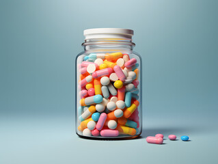 pills in a glass jar