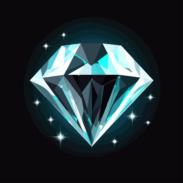 Vector blue diamond on black background.