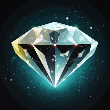 Vector blue diamond on black background.