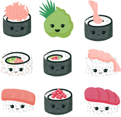 Kawaii Sushi illustrations
