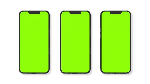 smartphone animation with green screen isolated on white background phone mockup