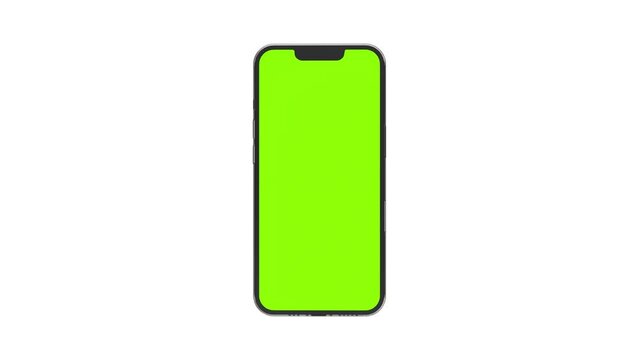smartphone animation with green screen isolated on white background phone mockup