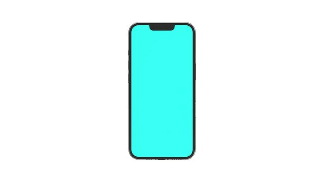 smartphone animation with green screen isolated on white background phone mockup