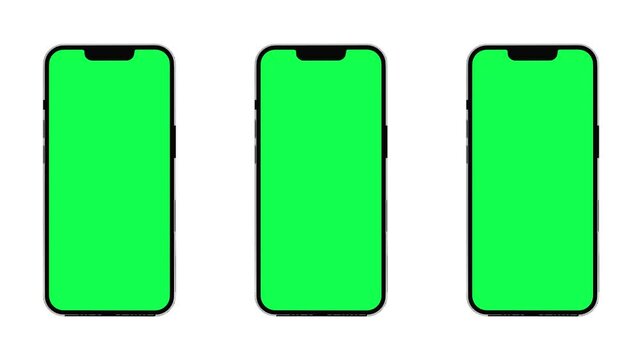 smartphone animation with green screen isolated on white background phone mockup