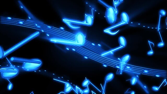 Musical Notes Flying on black background