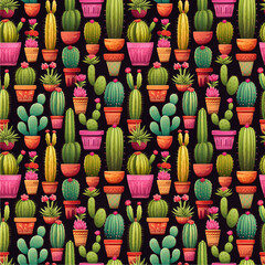 Seamless colorful cactus pattern texture - 633148008