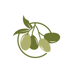Olive Logo Design, Olive Oil Tree Vector, Simple Illustration Template