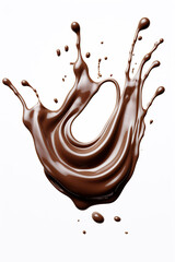 A splash of chocolate on a white surface.