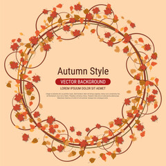 Autumn style elegant vector background. Design for square flyer, invitation card, promo poster, discount coupon, voucher, sale banner