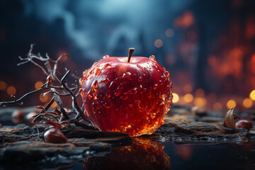 A red apple with a smooth surface and an attractive aroma. AI generative - obrazy, fototapety, plakaty