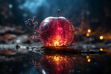 A red apple with a smooth surface and an attractive aroma. AI generative - obrazy, fototapety, plakaty
