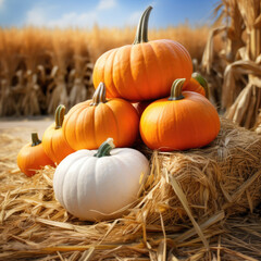 Pumpkin - Autumn collection of white and orange pumpkins