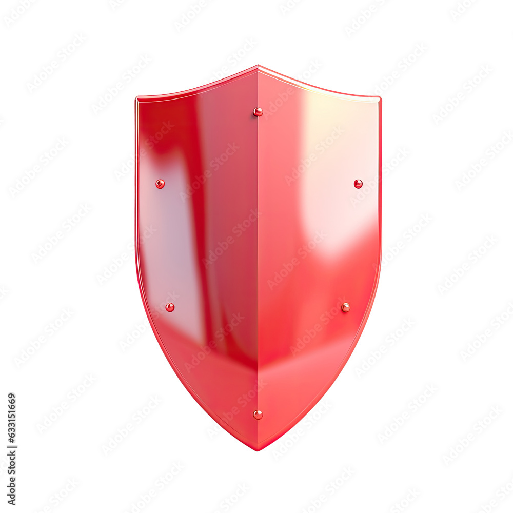 Poster red shiny security and privacy shield on transparent background