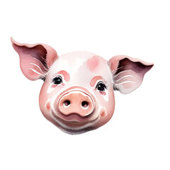 cute pig watercolor illustration, generative ai