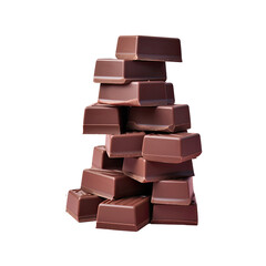Chocolate cubes on transparent background