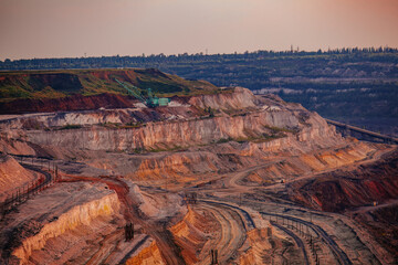 Open pit mine in mining and processing plant