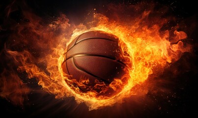 Basketball ball with fire