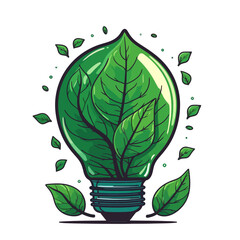 Lamp image. Environmental light bulb with leaf. Green energy concept.