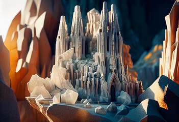 Naklejka premium Digital Cities Project presents icons of architecture and construction in a digital entourage, among others Eiffel Tower, Christ The Redeemer, Statue of Liberty, Sydney Opera House, Empire State Build