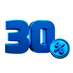 3d render number % font blue