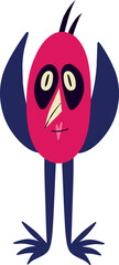 Fototapeta premium Pink Strange zombie bird. Cartoon Illustration