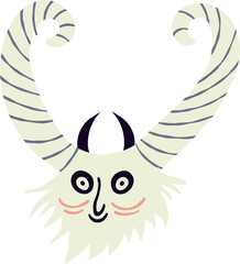 Vibrant bright Strange Halloween Demon. Character with devil face.