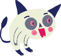 Funny funky kitty. Vibrant Halloween character.