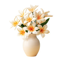 Fragrant frangipani flower in a vintage white vase