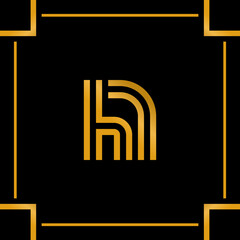 gradient gold alphabet monogram with black background