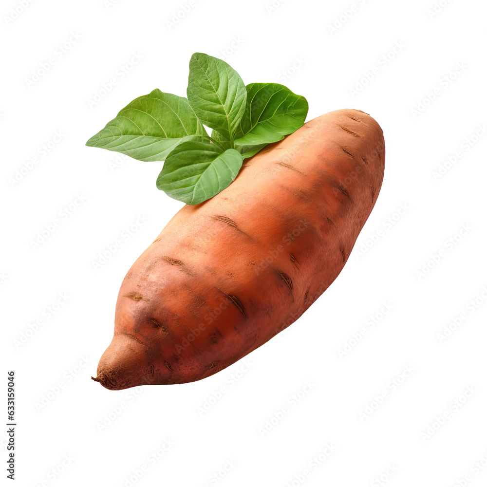Poster clipping path applied to sweet potato shadow on transparent background
