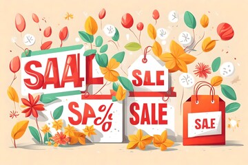 Seasonal sale. special offer, low price, spring holidays, discount symbol. shopping. price tags on white background, store marketing promotion banner template