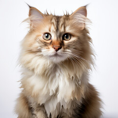 Obraz premium Visibly Sad American Curl Cat with Isolated White Background