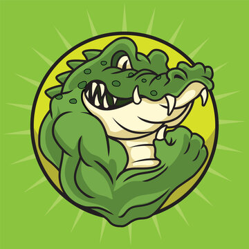 Crocodile Mascot Vector Muscular Design