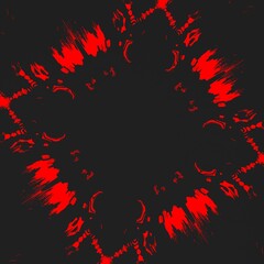 Kaleidoscopic fractal pattern with many small details.Red and black colors.