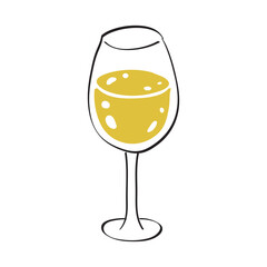 White wine glass isolated vector illustration