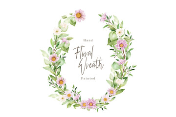 watercolor daisy floral wreath illustration