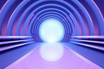 Abstract futuristic metaverse background with portal entrance in purple tones