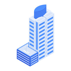 Pack of Skyscraper Buildings Isometric Icons 

