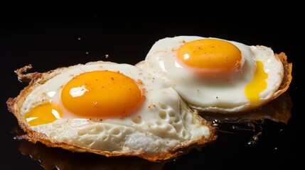 Photo of two fried eggs on toast