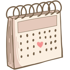 Icono de calendario con fecha especial se√±alada con un corazon - obrazy, fototapety, plakaty