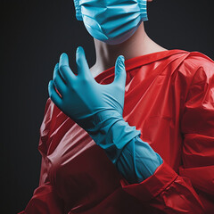 Surgeon doctor wearing musk and medical gloves  - obrazy, fototapety, plakaty