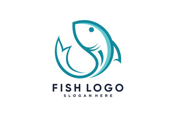 Fish logo design template vector illustration with creative idea