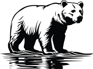 Obraz na płótnie Canvas Arctic Polar Bear Logo Monochrome Design Style