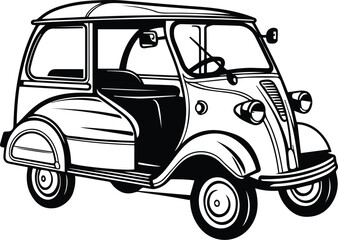 Autorickshaw Logo Monochrome Design Style