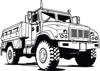 Army Truck Logo Monochrome Design Style